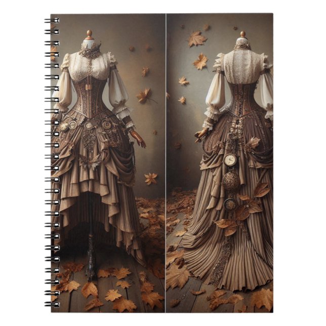 Victorian Fall Leaves Fashion Design Notebook (Front)