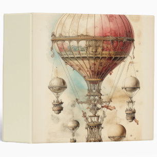 Victorian Fantasy Airship - Pink, Beige & Sepia Binder