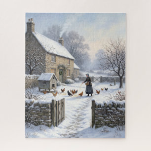 Victorian Farmhouse Chickens Christmas Jigsaw Puzzle