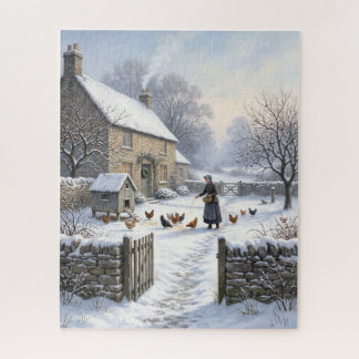 Victorian Farmhouse Chickens Christmas Jigsaw Puzzle