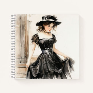 Victorian Fashion: Elegant Little Black Dress LBD Notebook