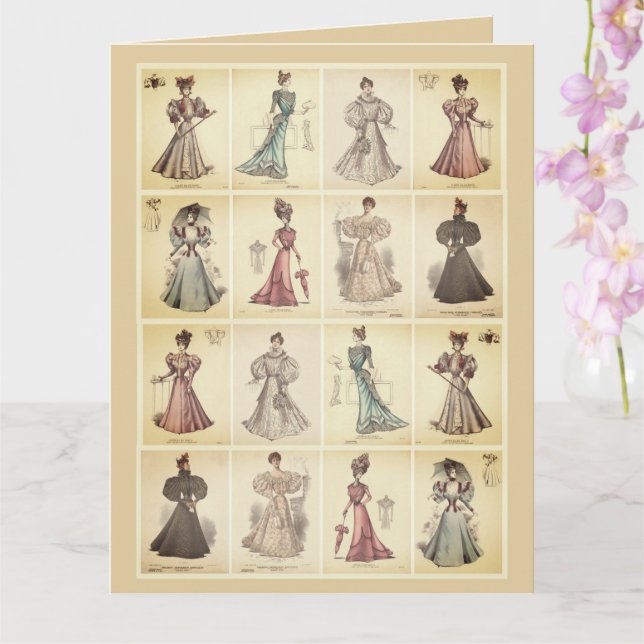 Victorian Fashion Ladies Classy Vintage Dress Card (Orchid)