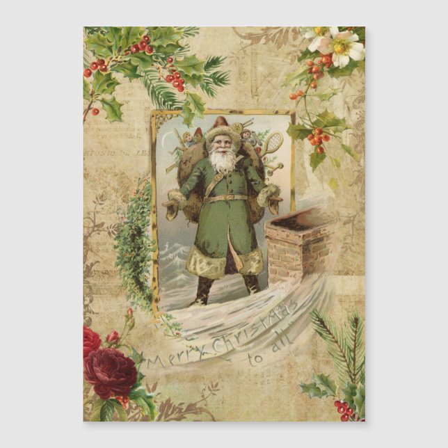 Victorian Father Christmas Floral Ephemera  (Front)
