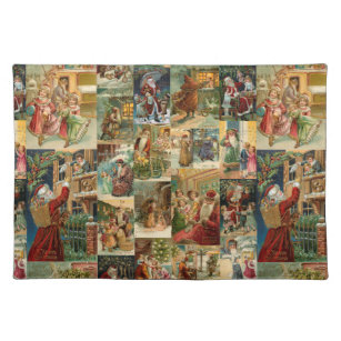 Victorian Father Christmas with Children Collage Placemat