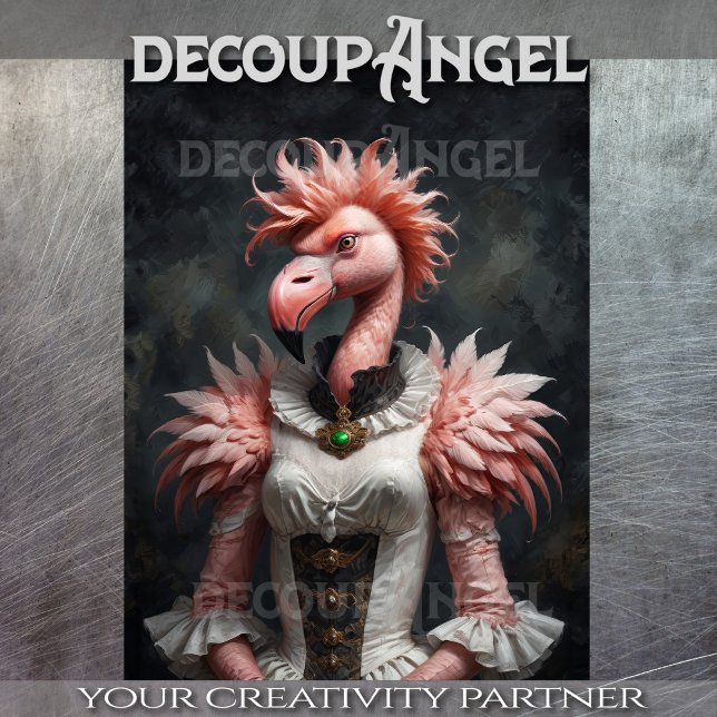 Victorian Female Flamingo  -Decoupage- Tissue Paper (Creator Uploaded)