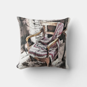 VICTORIAN FIRESIDE CHAIR THROW PILLOW