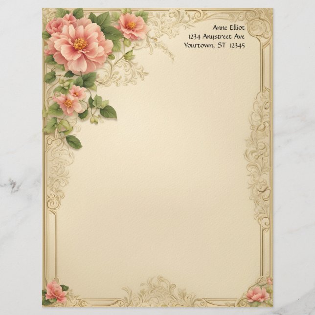 Victorian Floral and Frame Stationery Paper (Front)