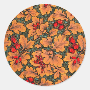 Victorian Floral and Leaf Pattern Nature Art Classic Round Sticker