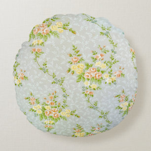 Victorian Floral and Vine Round Pillow