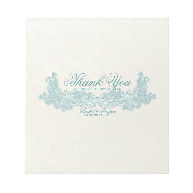 Victorian Floral Aqua Design Candy Bar Wrap Notepad (Front)