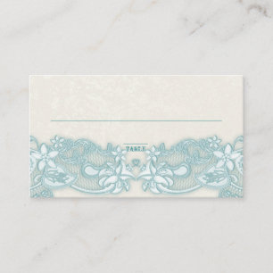 Victorian Floral Aqua Ivory Place Card
