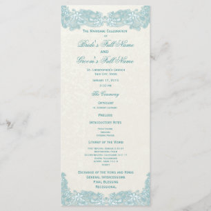 Victorian Floral Aqua Lace Wedding Program