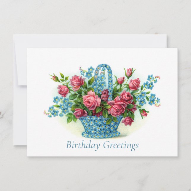 Victorian Floral Birthday Greetings Postcard (Front)