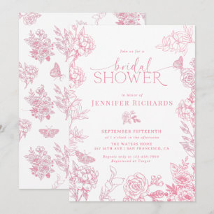 Victorian Floral    Butterflies Bridal Shower  Invitation