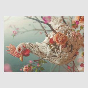 Victorian Floral Chicken Decoupage  Tissue Paper