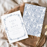 Victorian Floral Dusty Blue French Wedding  Save The Date<br><div class="desc">Announce your special day with a Victorian-inspired floral save the date in elegant dusty blue. This French-inspired design features intricate floral patterns that evoke timeless romance and sophistication. The soft dusty blue colour adds a serene and refined touch, perfect for setting the tone of a classic and elegant wedding. Ideal...</div>