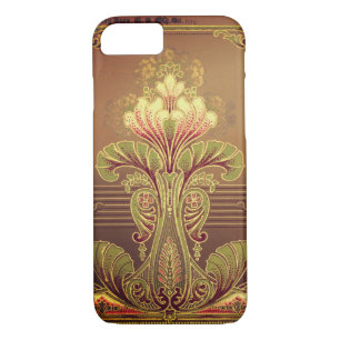 Victorian floral elegant art nouveau brown pink Case-Mate iPhone case