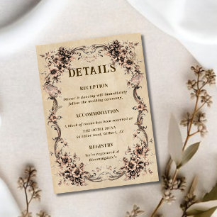 Victorian Floral Frame Wedding Details Enclosure Card