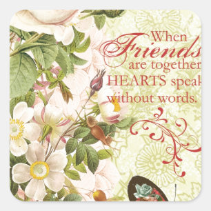 Victorian Floral Friendship Square Sticker