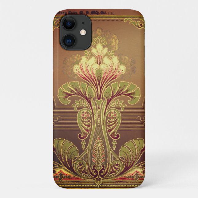 Victorian floral frieze elegant art nouveau brown  Case-Mate iPhone case (Back)