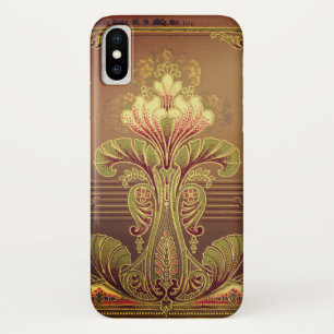 Victorian floral frieze elegant art nouveau brown Case-Mate iPhone case