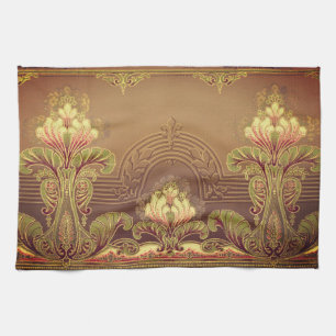 Victorian floral frieze elegant flower art nouveau kitchen towel