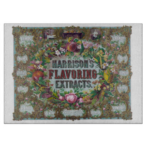 Victorian floral fruit baking extract chart kitche cutting board