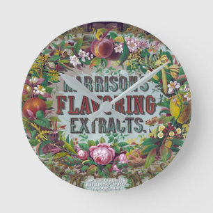 Victorian floral fruit baking extracts chart  round clock