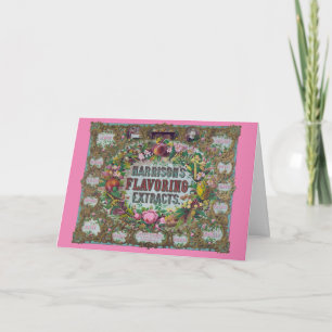 Victorian floral fruit baking extracts vintage card