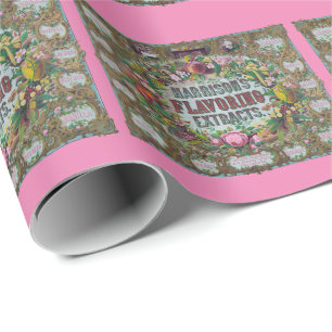 Victorian floral fruit baking extracts vintage  wrapping paper