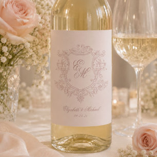 victorian floral garden wedding wine label