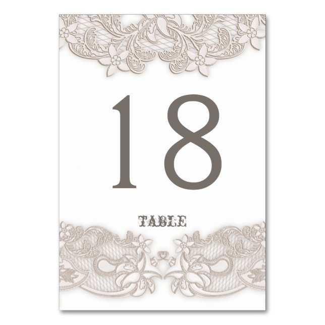 Victorian Floral Lace Design White Table Card (Front)