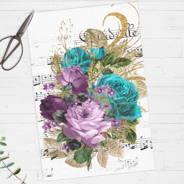 Victorian Floral Music Collage Tissue Paper (Creator Uploaded)
