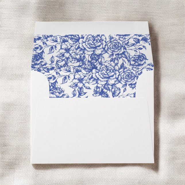 Victorian Floral Navy Blue French Wedding Envelope (Creator Uploaded)