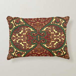 Victorian floral paisley boho jewel tone pattern accent pillow