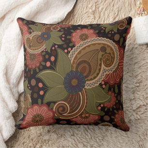Victorian Floral Paisley Throw Pillow