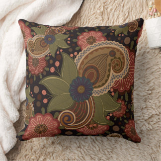 Victorian Floral Paisley Throw Pillow