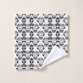 Victorian Floral Pattern Seamless Black White Wash Cloth