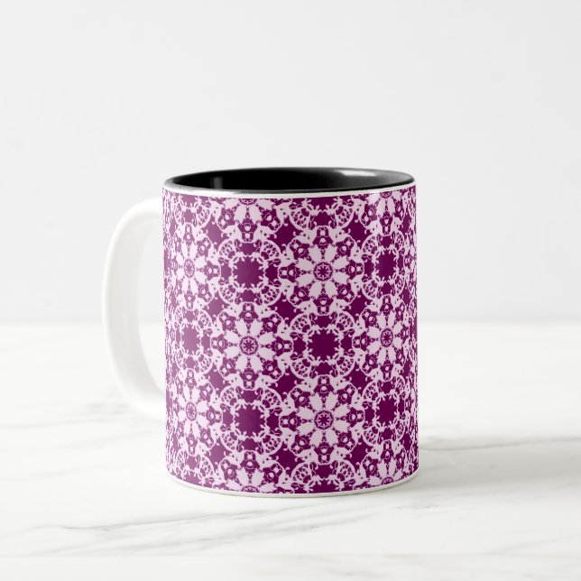 victorian floral pattern Two-Tone coffee mug (Front Left)
