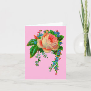 Victorian floral print note card