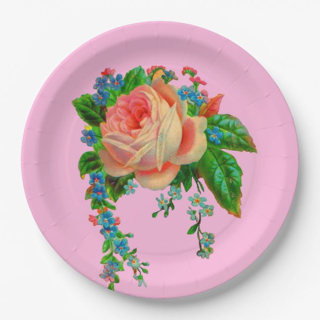 Victorian floral print paper plate (Front)