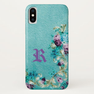 Victorian floral rose elegant teal purple pink Case-Mate iPhone case