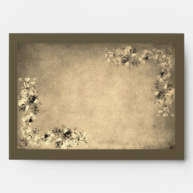 Victorian floral rose flowers elegant gold cream envelope (Front)