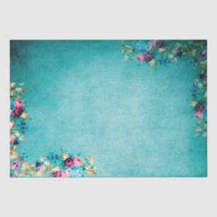 Victorian floral rose flowers elegant  teal purple tissue paper