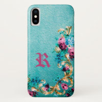 Victorian floral rose teal purple pink elegant