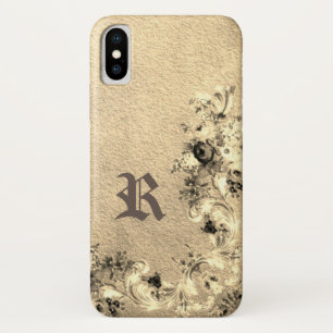 Victorian floral rose textured gold cream elegant Case-Mate iPhone case