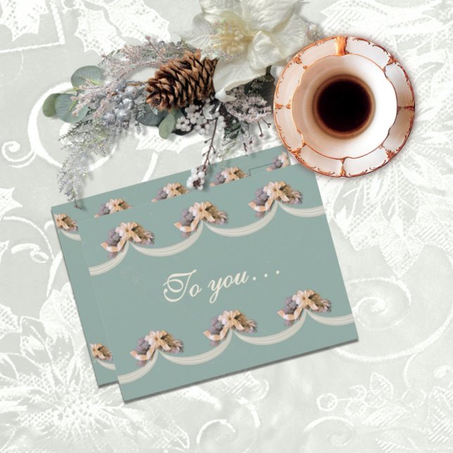 Victorian Floral Tapestry Blessing in Green Postcard (Creator Uploaded)