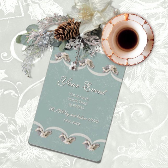 Victorian Floral Tapestry Invitation in Green (Creator Uploaded)