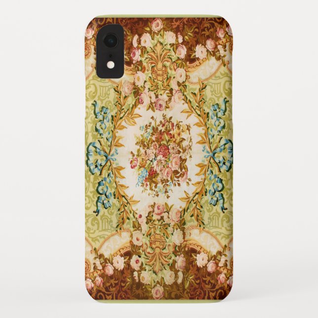 Victorian floral tapestry look brown pink green Case-Mate iPhone case (Back)
