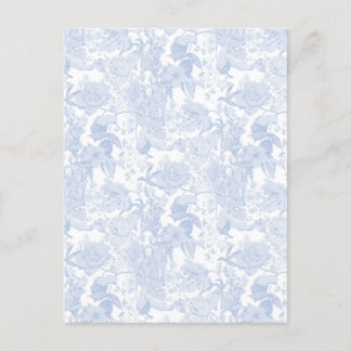 Victorian Floral Toile in Wedgewood Blue Invitation Postcard